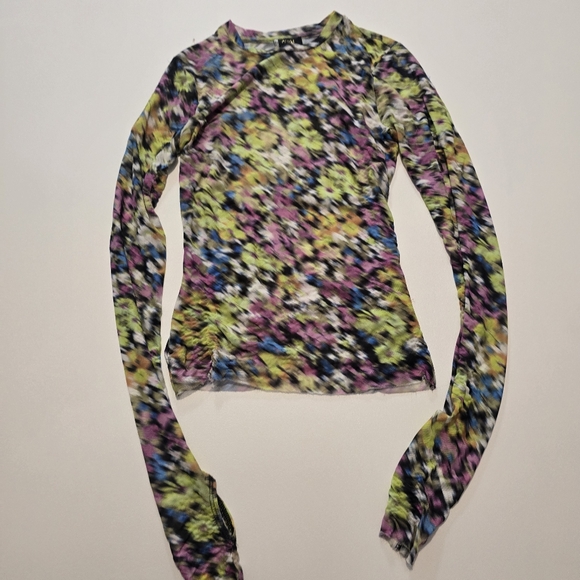 AFRM Kaylee Crewneck Long Sleeve Top In Multicolored Crew Neck Size XS - Picture 2 of 12